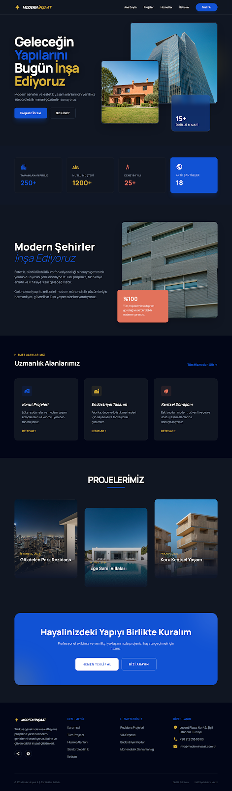 Modern İnşaat Firması Tasarımı