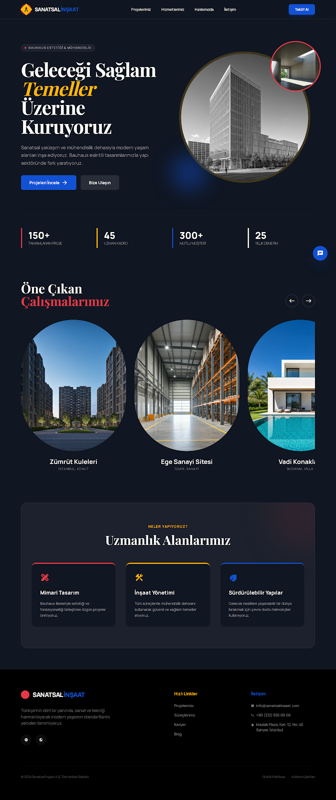 Sanatsal İnşaat Firması Tasarımı
