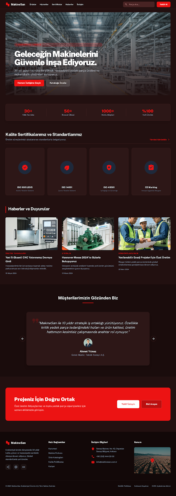 Kurumsal Güven Ve Kalite Odaklı Tasarım