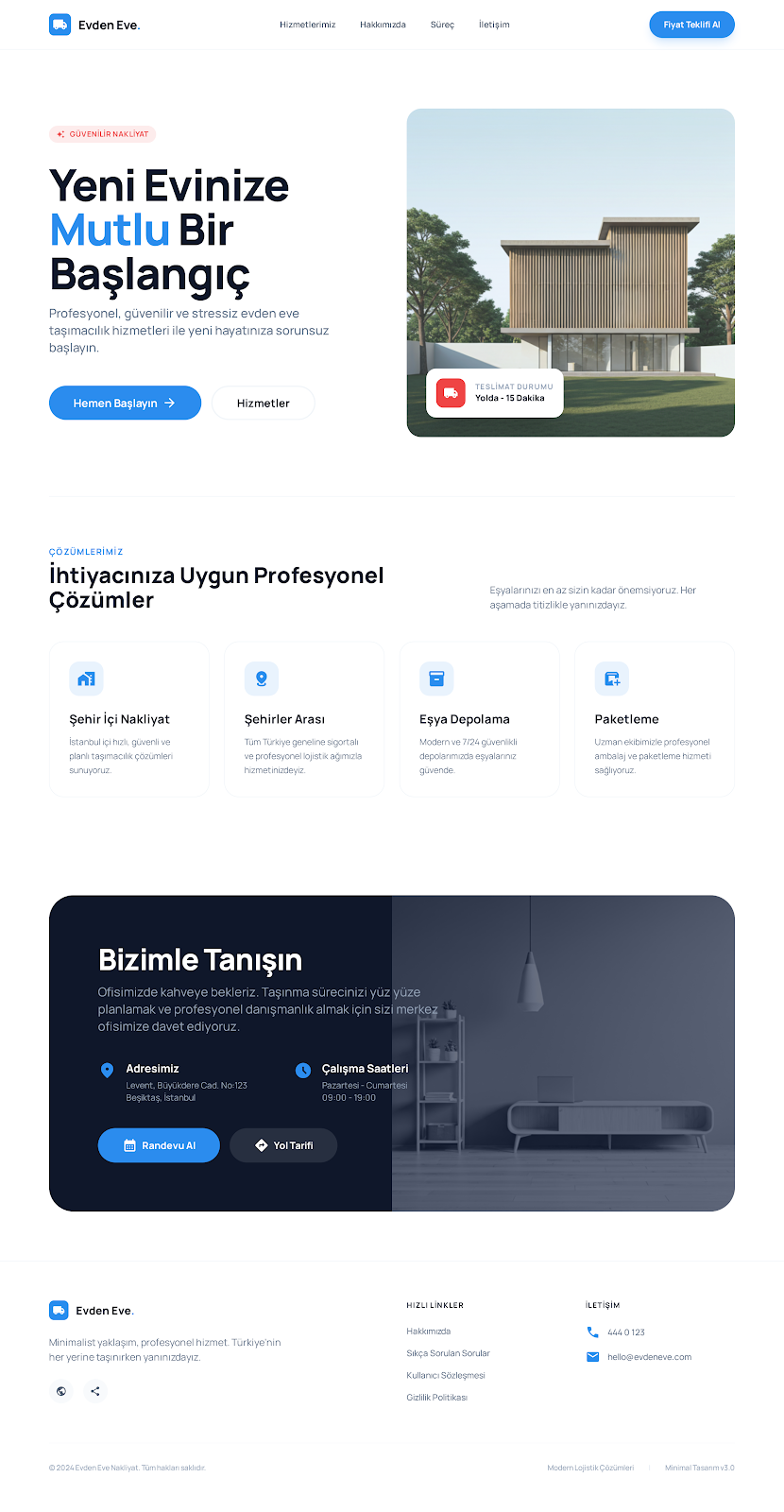 Minimalist Nakliyat Anasayfa Tasarımı