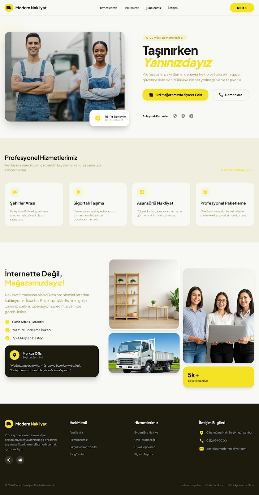 Modern Nakliyat Anasayfa Tasarımı